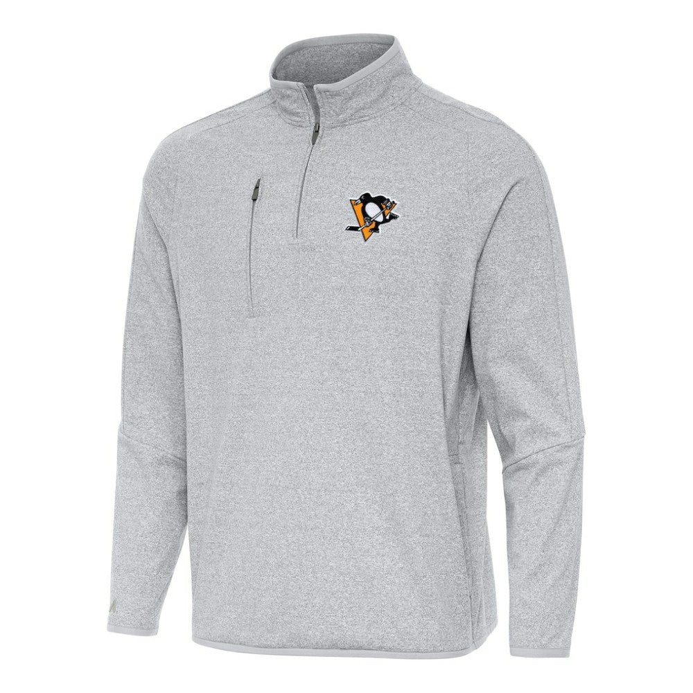 NHL Heather Gray Pittsburgh Penguins Antigua Certain Quarter-Zip Tri-Blend Sweatshirt