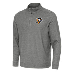 NHL Heather Black Pittsburgh Penguins Antigua Subtle Quarter-Zip Sweatshirt
