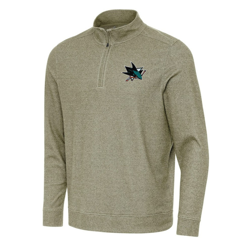 NHL Olive San Jose Sharks Antigua Subtle Quarter-Zip Sweatshirt