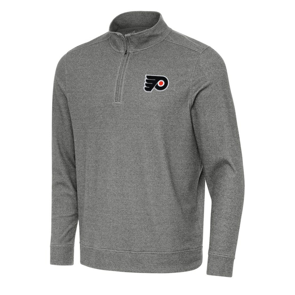 NHL Heather Black Philadelphia Flyers Antigua Subtle Quarter-Zip Sweatshirt