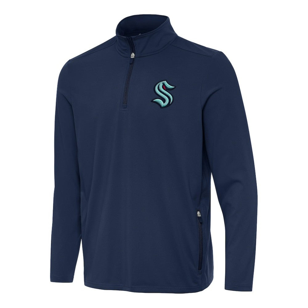 NHL Navy Seattle Kraken Antigua Perilous Quarter-Zip Sweatshirt