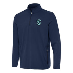 NHL Navy Seattle Kraken Antigua Perilous Quarter-Zip Sweatshirt