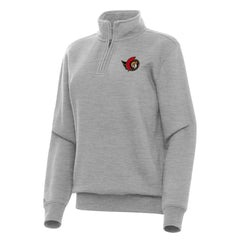 NHL Heather Gray Ottawa Senators Antigua Women's Victory Quarter-Zip Sweatshirt