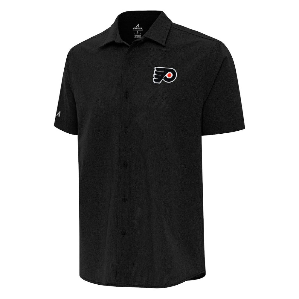 NHL Black Philadelphia Flyers Antigua Activate Woven Short Sleeve Button-Up Shirt
