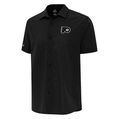 NHL Black Philadelphia Flyers Antigua Activate Woven Short Sleeve Button-Up Shirt