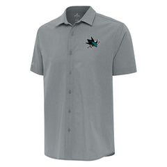 NHL Gray San Jose Sharks Antigua Activate Woven Short Sleeve Button-Up Shirt