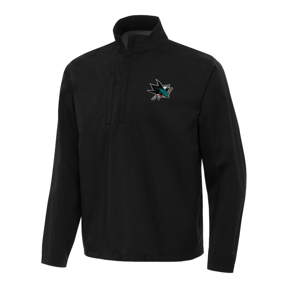 NHL Black San Jose Sharks Antigua Brisk Quarter-Zip Windbreaker