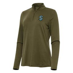 NHL Olive Seattle Kraken Antigua Women's Reprocess Quarter-Zip Top