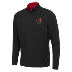 NHL Black/Red Ottawa Senators Antigua Content Quarter-Zip Pullover Top