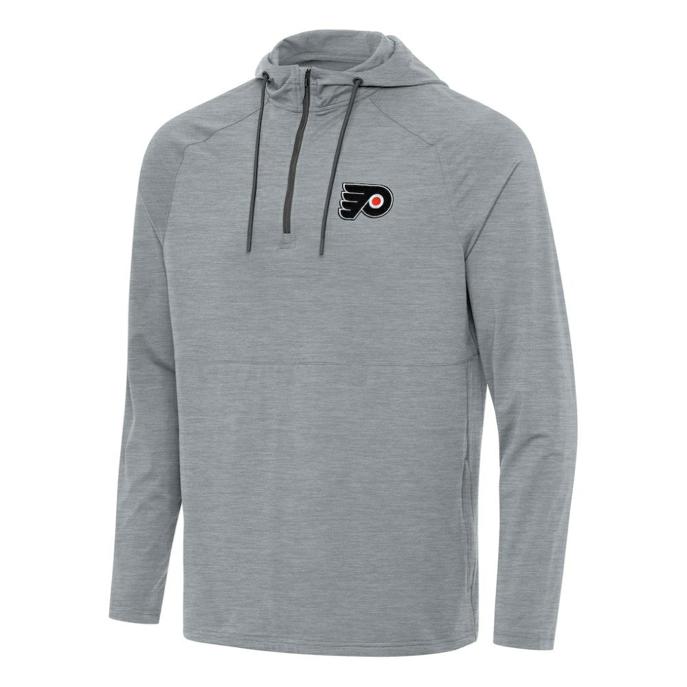 NHL Heather Gray Philadelphia Flyers Antigua Spikes Quarter-Zip Hoodie
