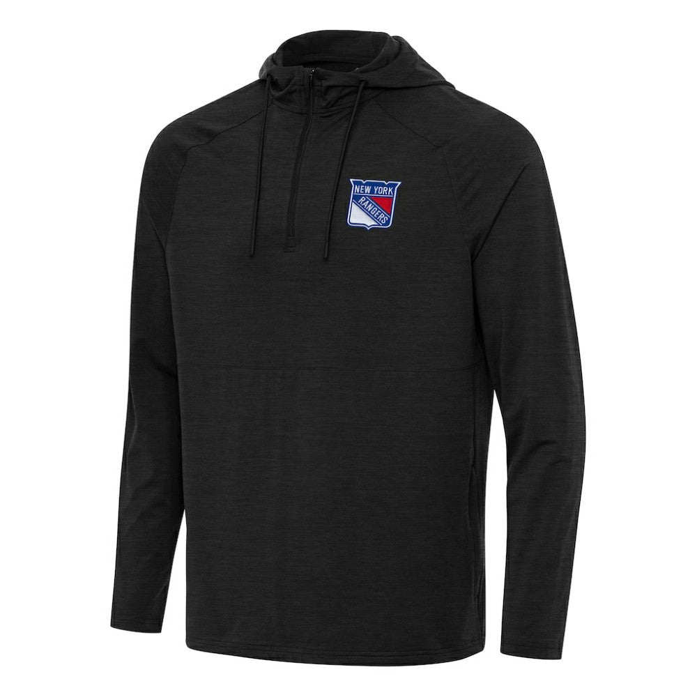 NHL Heather Black New York Rangers Antigua Spikes Quarter-Zip Hoodie