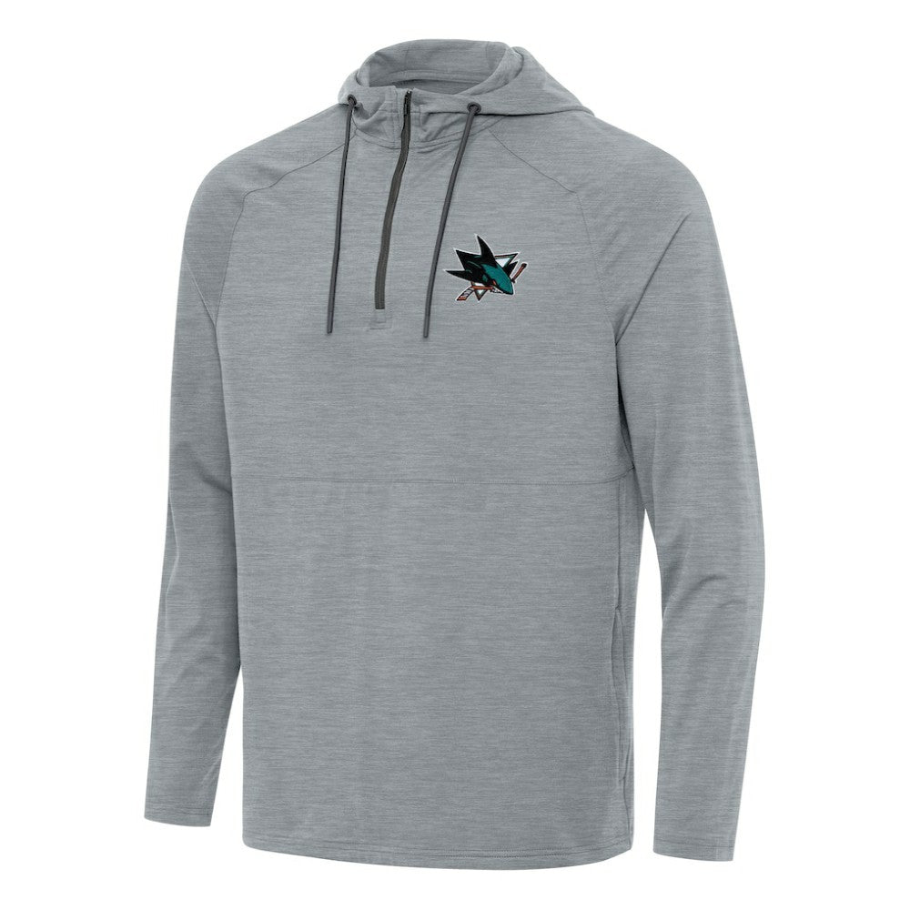 NHL Heather Gray San Jose Sharks Antigua Spikes Quarter-Zip Hoodie