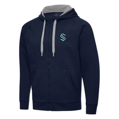 NHL Navy Seattle Kraken Antigua Big & Tall Victory Full-Zip Hoodie