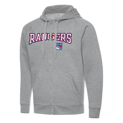 NHL Heather Gray New York Rangers Antigua Big & Tall Victory Full-Zip Hoodie