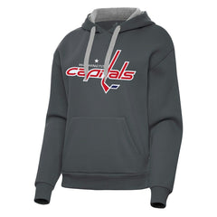 NHL Charcoal Washington Capitals Antigua Women's Victory Pullover Hoodie