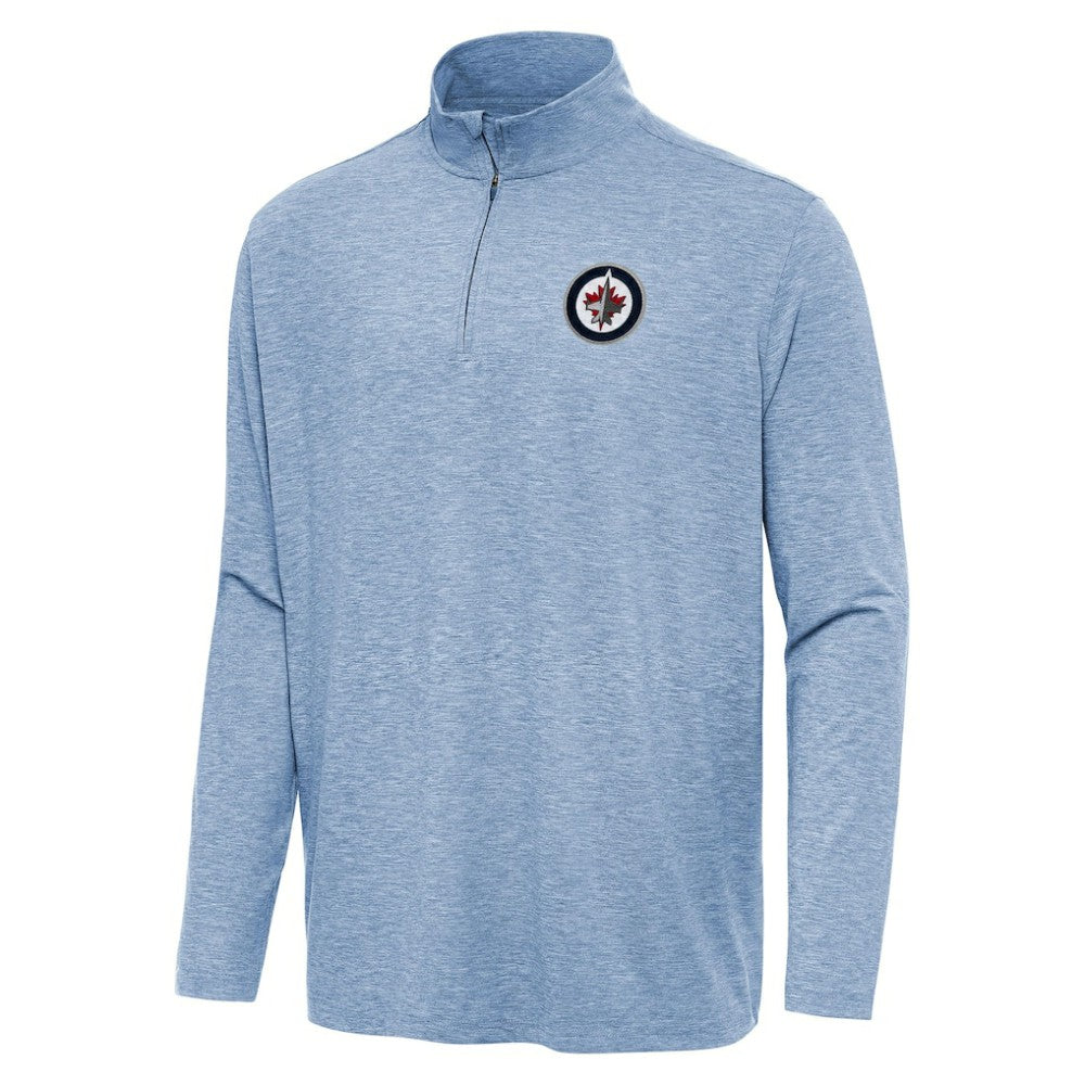 NHL Heather Blue Winnipeg Jets Antigua Hunk Quarter-Zip Top