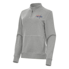 NHL Heather Gray Washington Capitals Antigua Women's Crush Quarter-Zip Fleece Sweatshirt