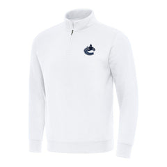 NHL White Vancouver Canucks Antigua Victory Quarter-Zip Mock Sweatshirt