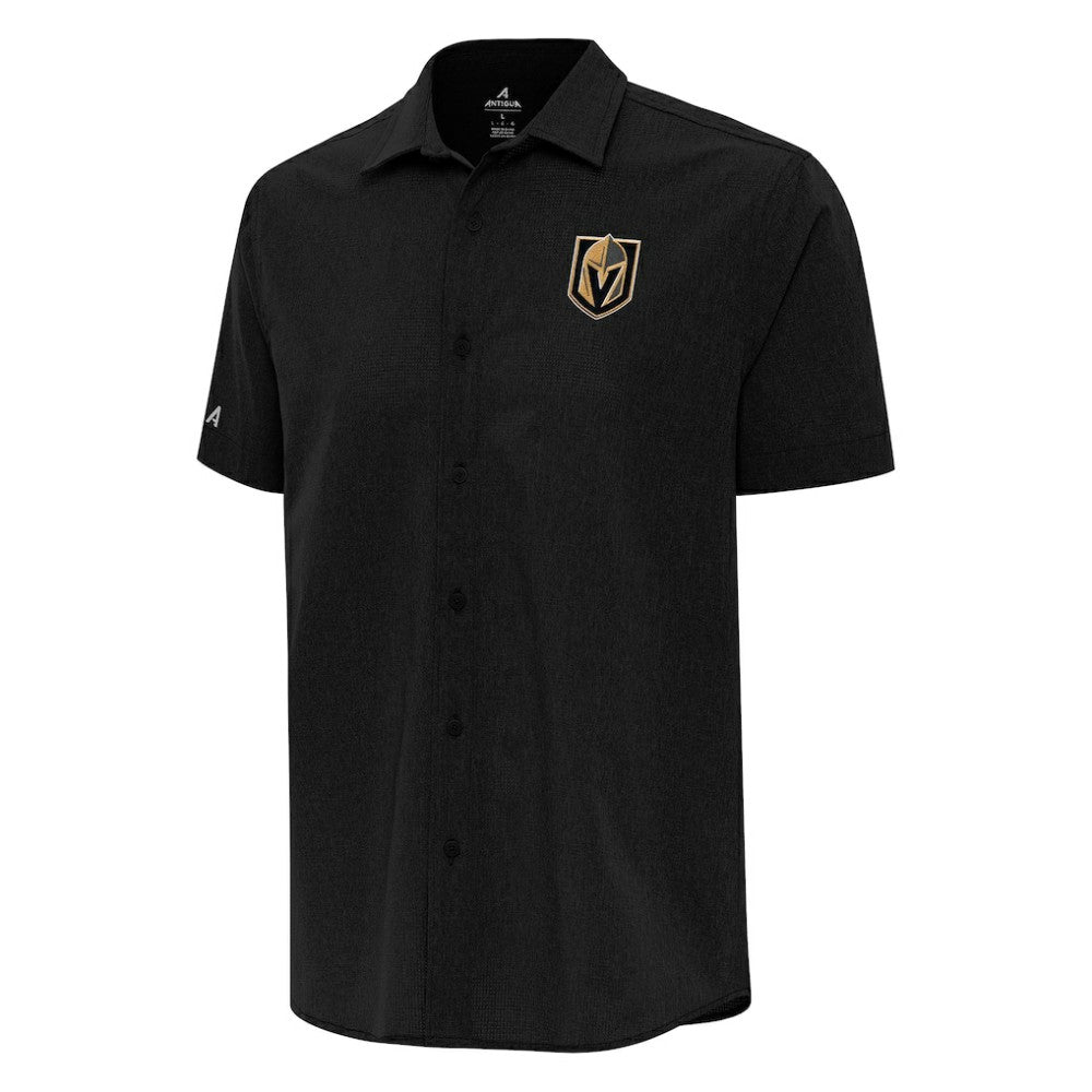 NHL Black Vegas Golden Knights Antigua Activate Woven Short Sleeve Button-Up Shirt