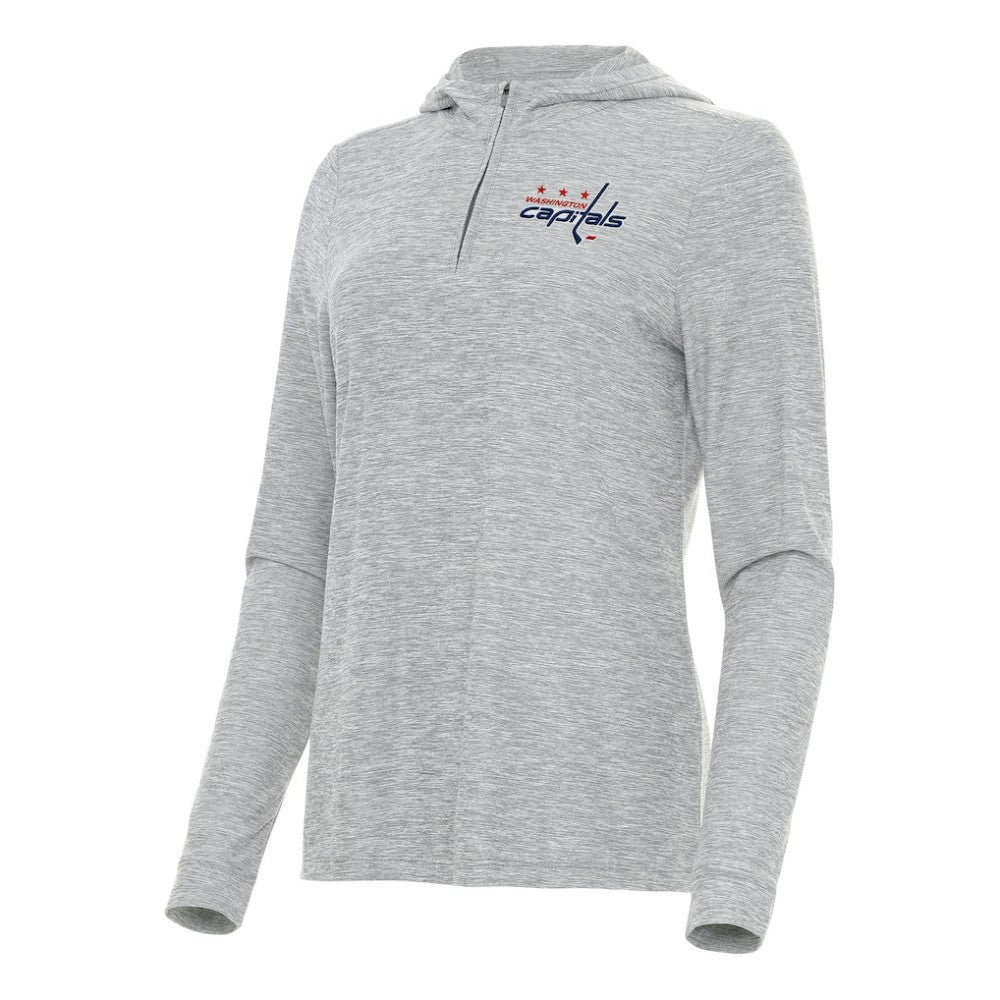 NHL Heather Gray Washington Capitals Antigua Women's Daybreak Quarter-Zip Hoodie