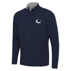 NHL Navy/Gray Vancouver Canucks Antigua Content Quarter-Zip Pullover Top