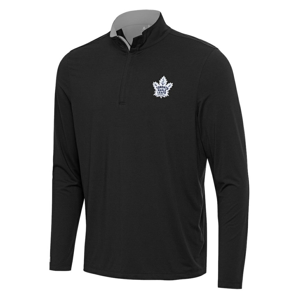 NHL Black/Gray Toronto Maple Leafs Antigua Content Quarter-Zip Pullover Top