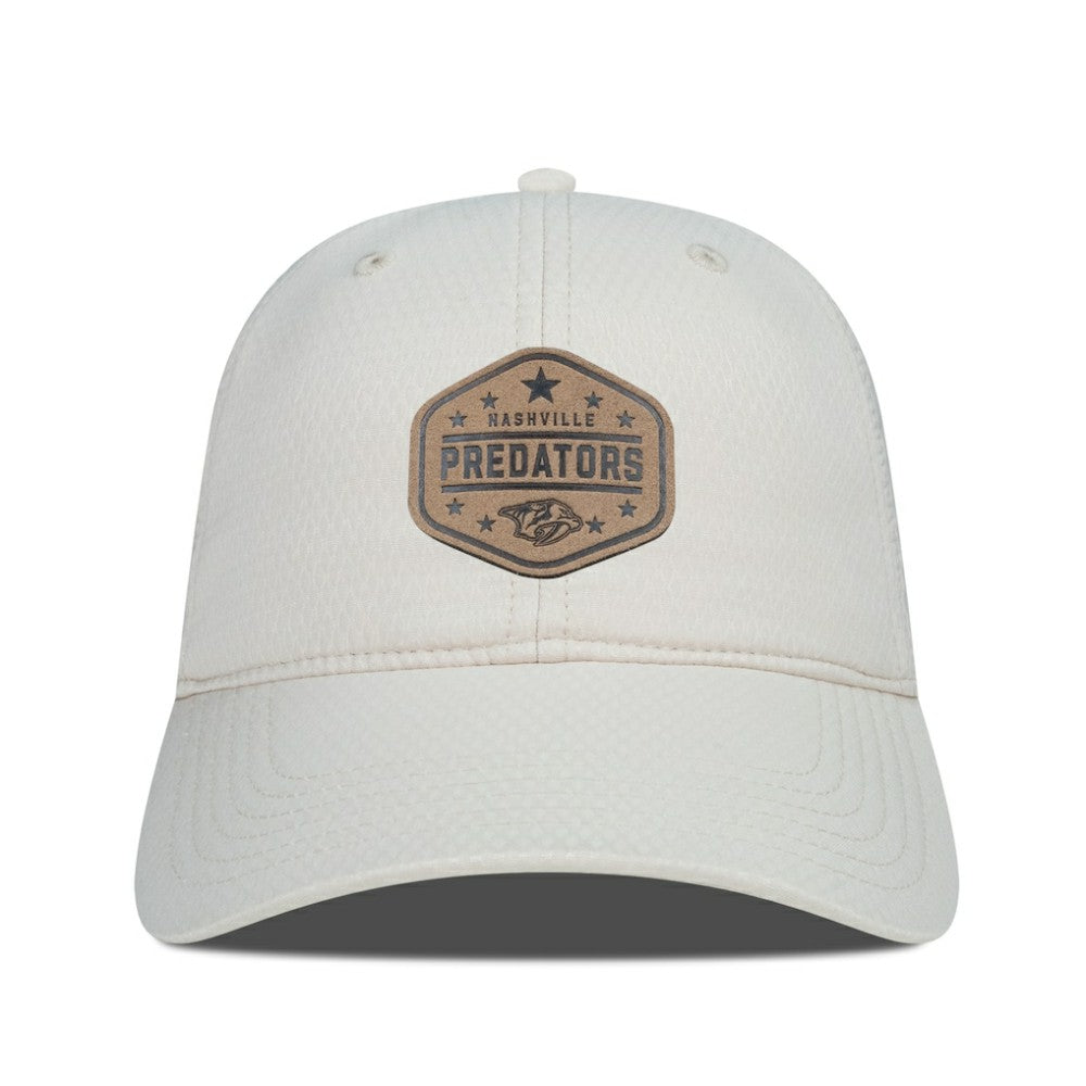 NHL Cream Nashville Predators Men's Levelwear Faux Leather Patch Unstructured Adjustable Hat