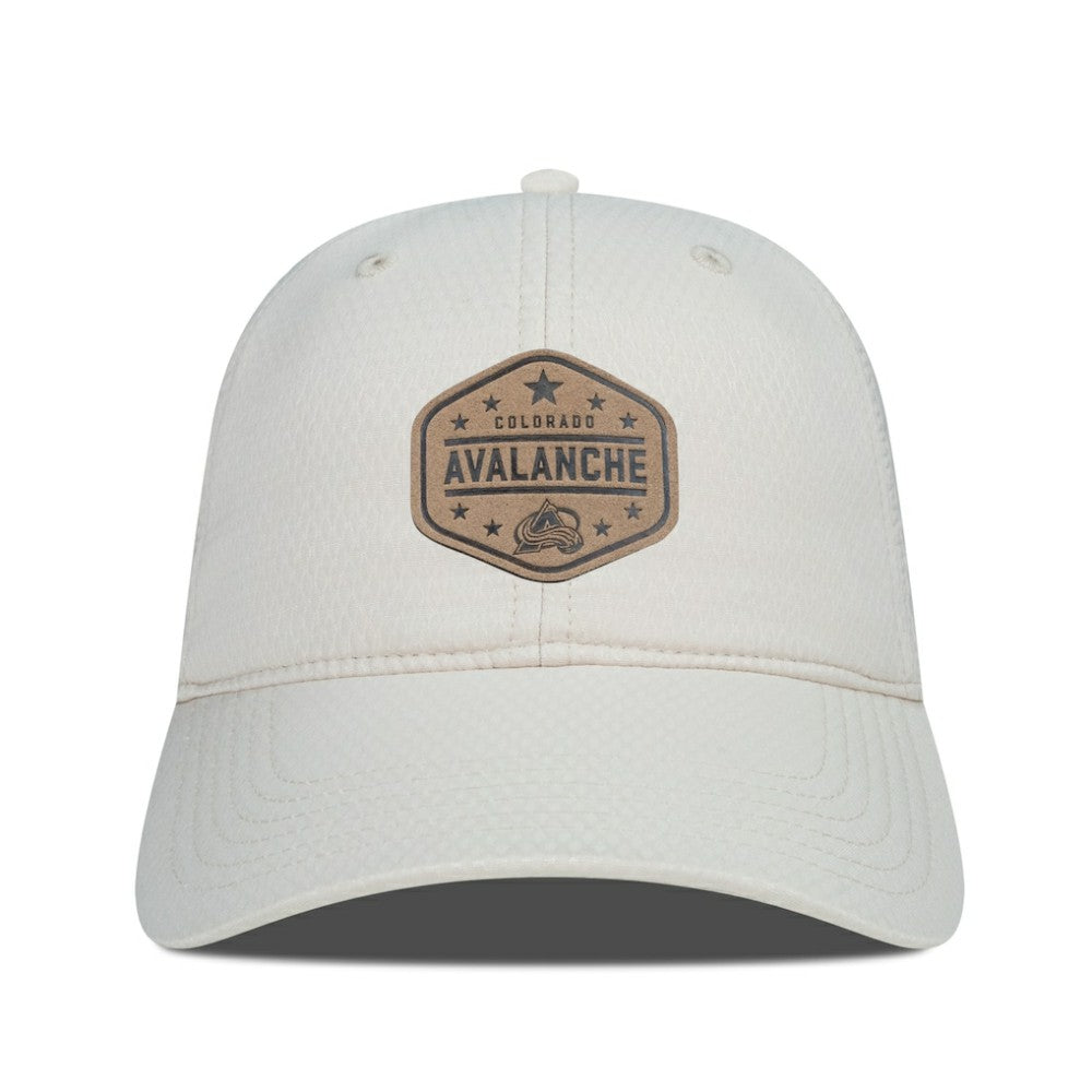 NHL Cream Colorado Avalanche Men's Levelwear Faux Leather Patch Unstructured Adjustable Hat