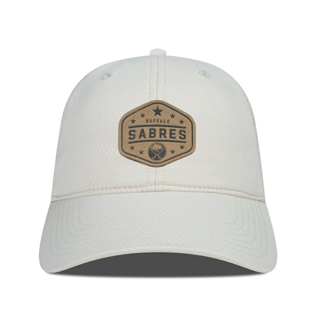 NHL Cream Buffalo Sabres Men's Levelwear Faux Leather Patch Unstructured Adjustable Hat