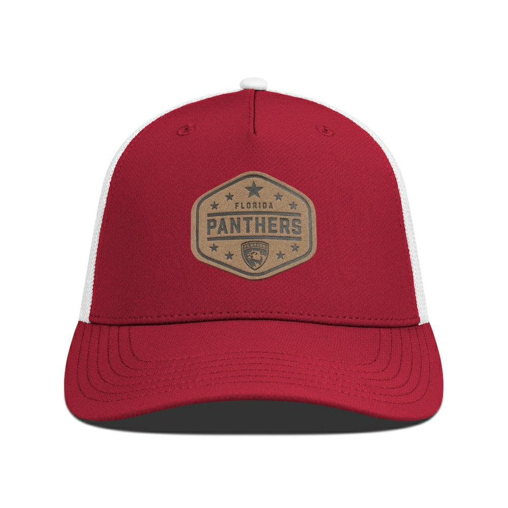 NHL Red Florida Panthers Men's Levelwear Faux Leather Patch Structured Adjustable Hat