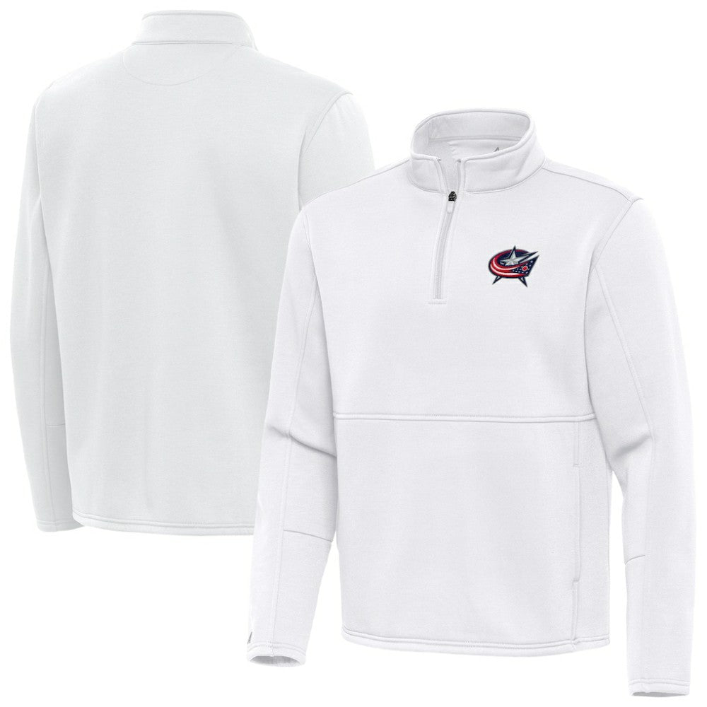 NHL White Columbus Blue Jackets Antigua Twist Quarter-Zip Pullover Jacket