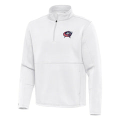 NHL White Columbus Blue Jackets Antigua Twist Quarter-Zip Pullover Jacket