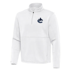 NHL White Vancouver Canucks Antigua Twist Quarter-Zip Pullover Jacket