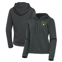 MLB Milwaukee Brewers Antigua Women's Contemporary Quarter-Zip Hoodie