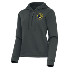 MLB Milwaukee Brewers Antigua Women's Contemporary Quarter-Zip Hoodie