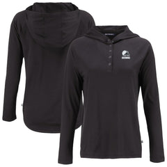 Cutter & Buck Women's Coastline Epic Comfort Eco Recycled Quarter-Snap Long Sleeve Hoodie T-Shirt - Cleveland Browns
