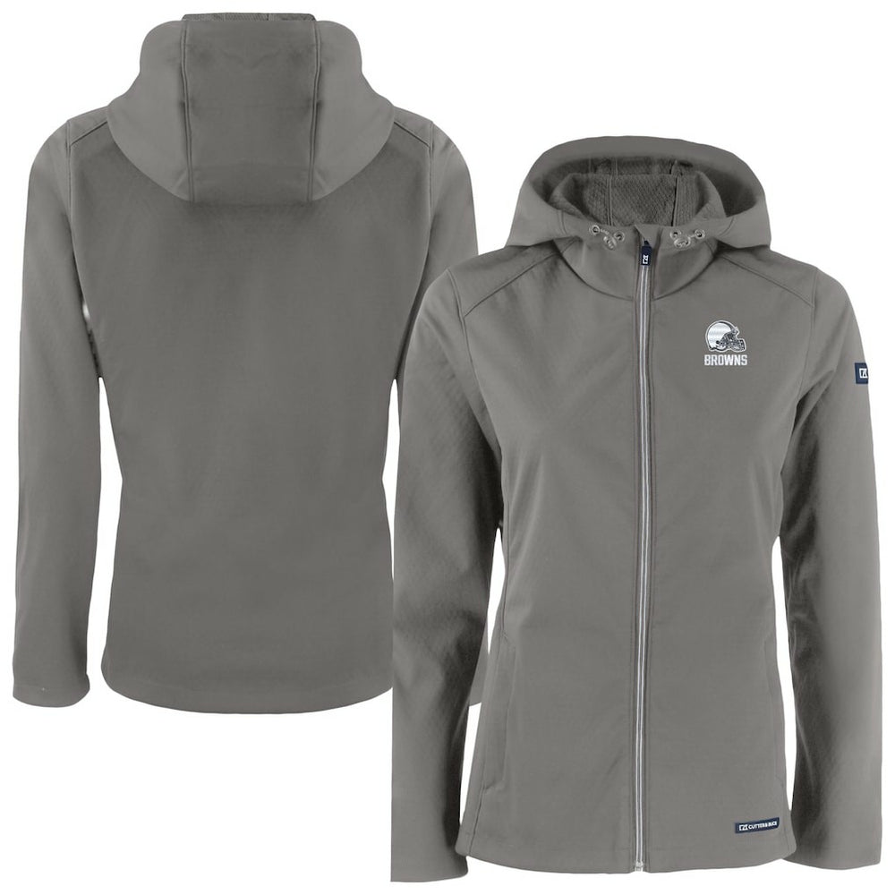Cutter & Buck Women's Evoke Eco Softshell Recycled Full-Zip Hoodie Jacket - Cleveland Browns