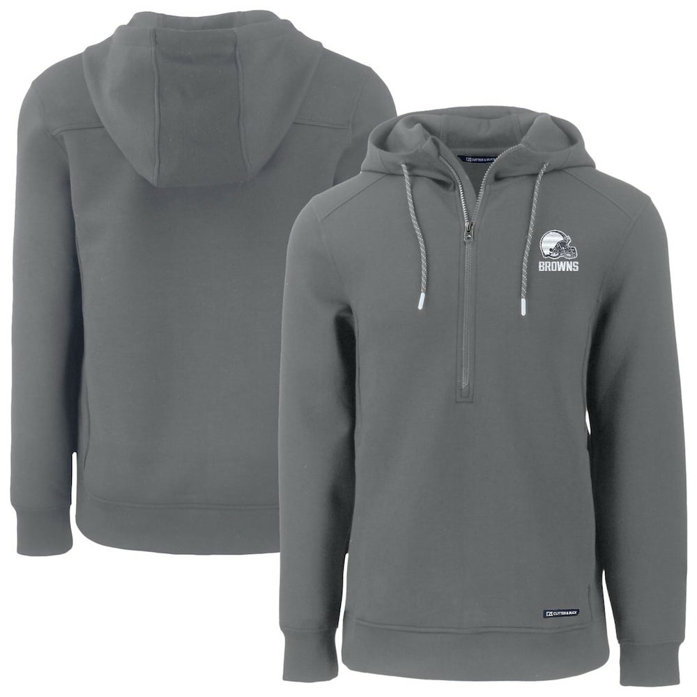 Cutter & Buck Roam Eco Recycled Half-Zip Pullover Hoodie - Cleveland Browns