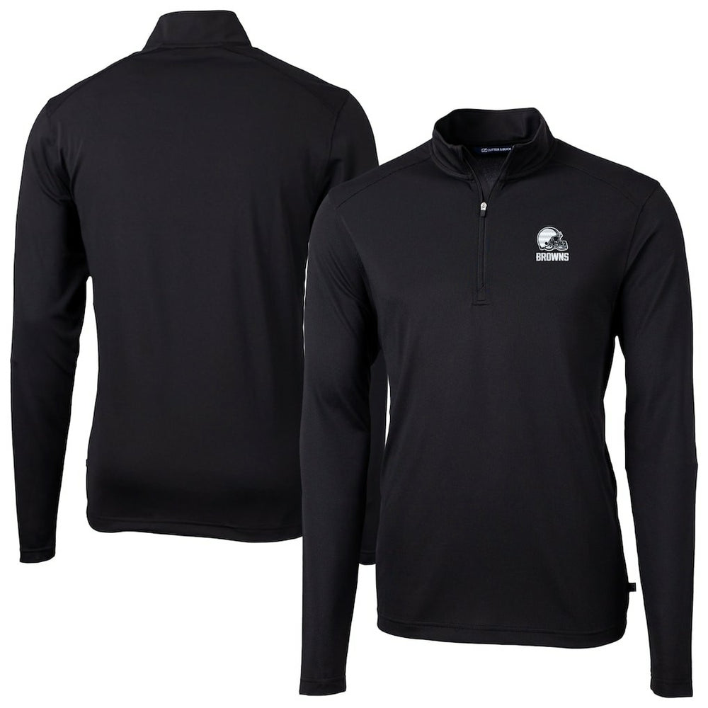 Cutter & Buck Big & Tall Virtue Eco Pique Recycled Quarter-Zip Pullover Top - Cleveland Browns