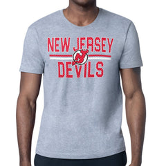 NHL Heather Gray New Jersey Devils Starter Mesh Look Team Name T-Shirt