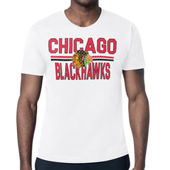 NHL White Chicago Blackhawks Starter Mesh Look Team Name T-Shirt