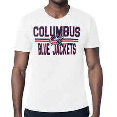 NHL White Columbus Blue Jackets Starter Mesh Look Team Name T-Shirt