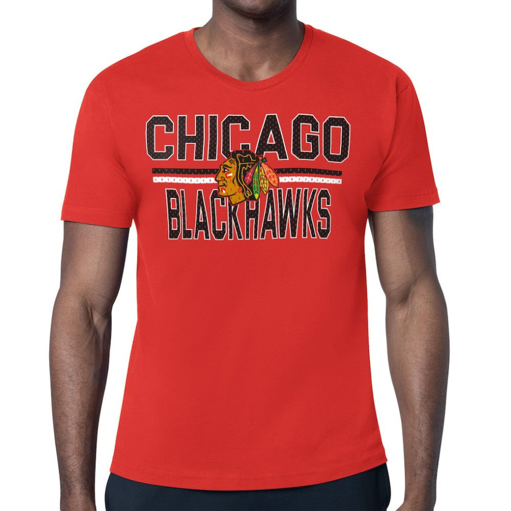 NHL Red Chicago Blackhawks Starter Mesh Look Team Name T-Shirt