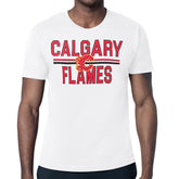 NHL White Calgary Flames Starter Mesh Look Team Name T-Shirt