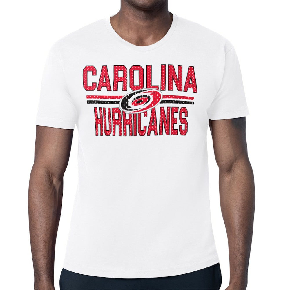 NHL White Carolina Hurricanes Starter Mesh Look Team Name T-Shirt