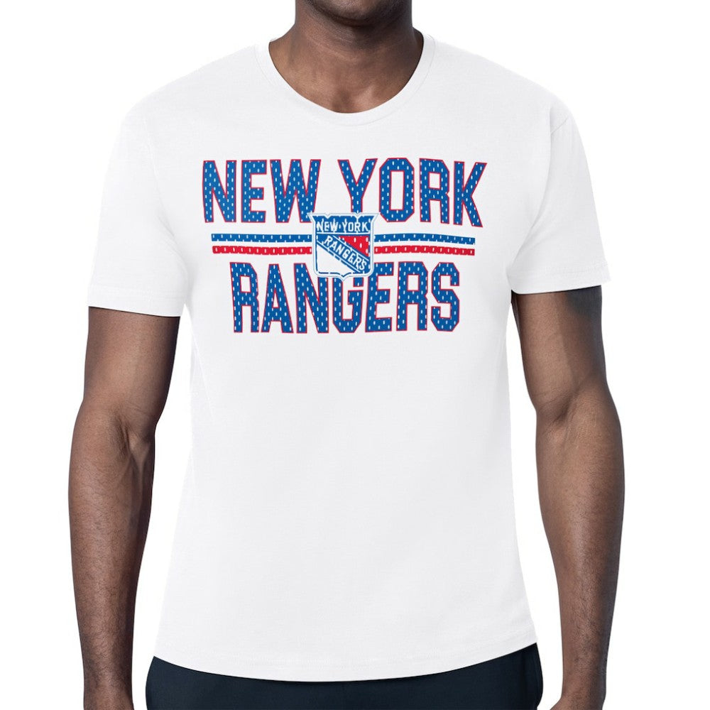 NHL White New York Rangers Starter Mesh Look Team Name T-Shirt