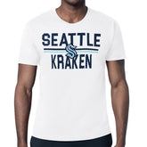 NHL White Seattle Kraken Starter Mesh Look Team Name T-Shirt
