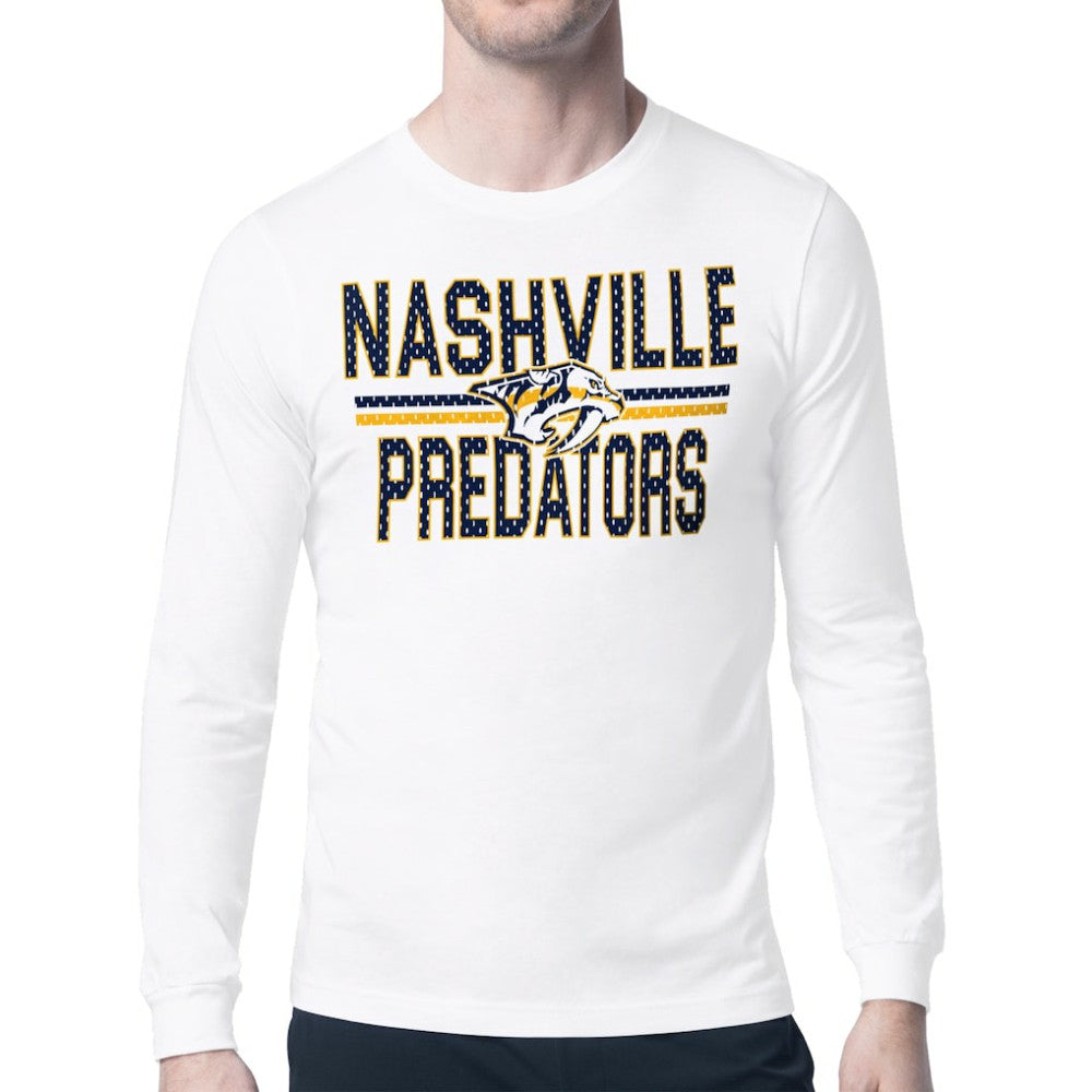 NHL White Nashville Predators Starter Mesh Look Team Name Long Sleeve T-Shirt