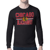 NHL Black Chicago Blackhawks Starter Mesh Look Team Name Long Sleeve T-Shirt