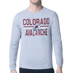 NHL Heather Gray Colorado Avalanche Starter Mesh Look Team Name Logo Long Sleeve T-Shirt
